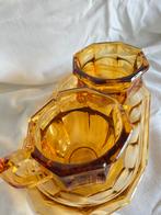 Vintage amber glas suiker en melk stel roomstel, Ophalen of Verzenden