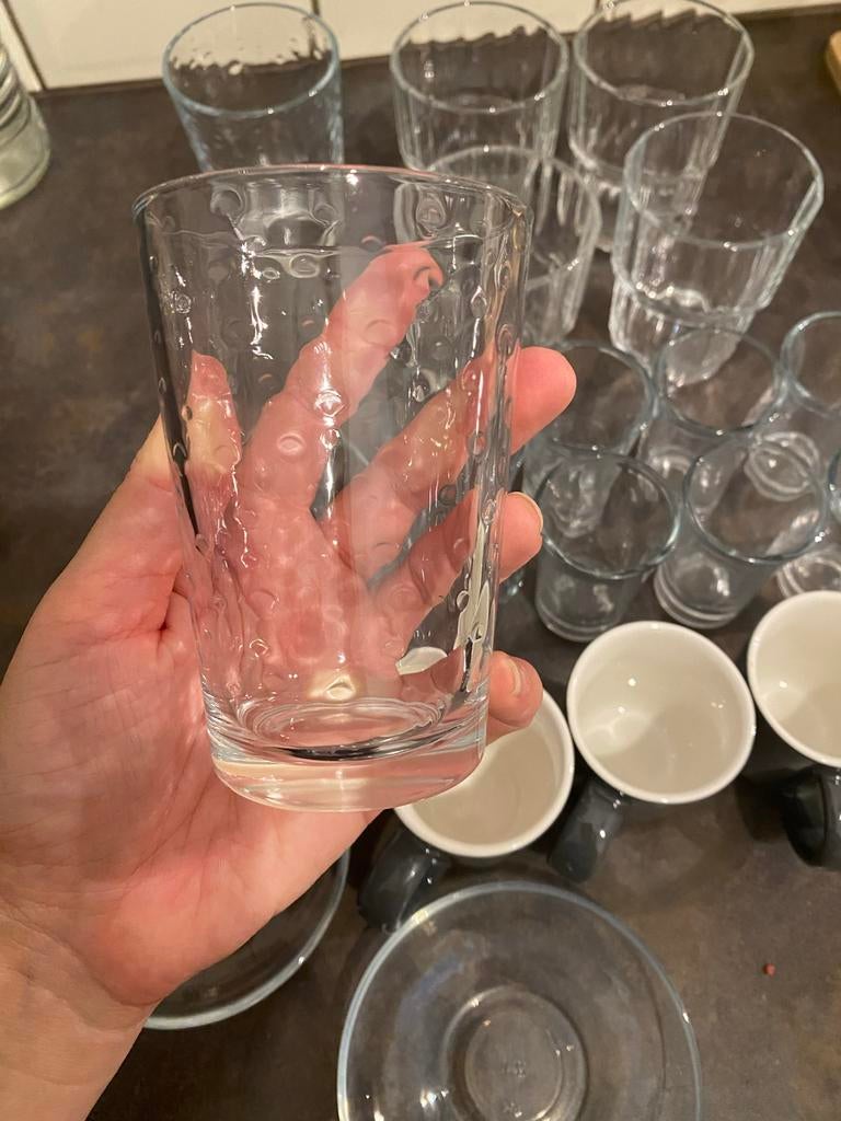 Grote partij keukenspullen - Glazen, kopjes, schalen, Ophalen, Glas of Glazen, Gebruikt, Glas