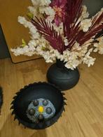 Metalen Vaas & Schaal met Bloesemtakken, Ophalen, Overige materialen, Gebruikt, Schaal