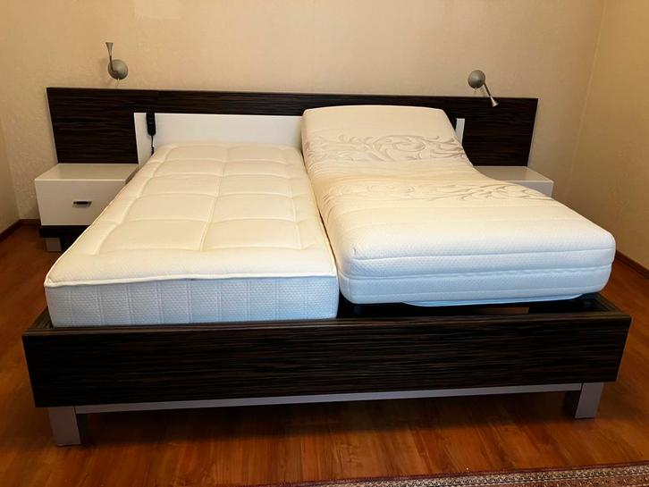 Slaapkamer meubels, bed, kast off white noten, Huis en Inrichting, Slaapkamer | Bedden, Zo goed als nieuw, Tweepersoons, 180 cm