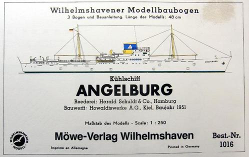 (98) Bouwplaat vrachtschip Angelburg 1/250, Hobby en Vrije tijd, Modelbouw | Boten en Schepen, Zo goed als nieuw, 1:200 of kleiner
