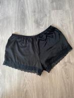Zwart satijnen kort broekje met kant, Kort, Zwart, Tezenis, Maat 46/48 (XL) of groter