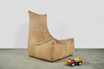 Stoere vintage brutalist leren 70s fauteuil, The Rock Montis, Ophalen of Verzenden, 75 tot 100 cm, Gebruikt, Vintage design