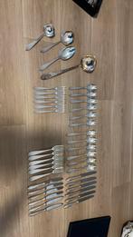 Verzilverd bestek model puntfilet  6 persoons compleet, Ophalen of Verzenden, Zo goed als nieuw, Zilver