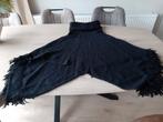 Zwarte poncho, alpacawol, van FFC met lange col., Kleding | Dames, Ophalen of Verzenden, Zo goed als nieuw, Zwart