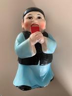 Vintage spaarpot China. Chinees beeld van gips. Man ijsje, Ophalen, Gebruikt, Steen, Aardewerk of Keramiek, Overige thema's