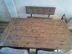 Mooie accacia houten eettafel bassano rough warm grey, Ophalen, Gebruikt, 200 cm of meer, 50 tot 100 cm