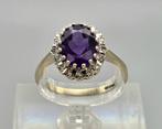 Gouden Vintage bi-color ring amethist en diamant. 2025/712., 18 tot 19, ., Paars, Nieuw