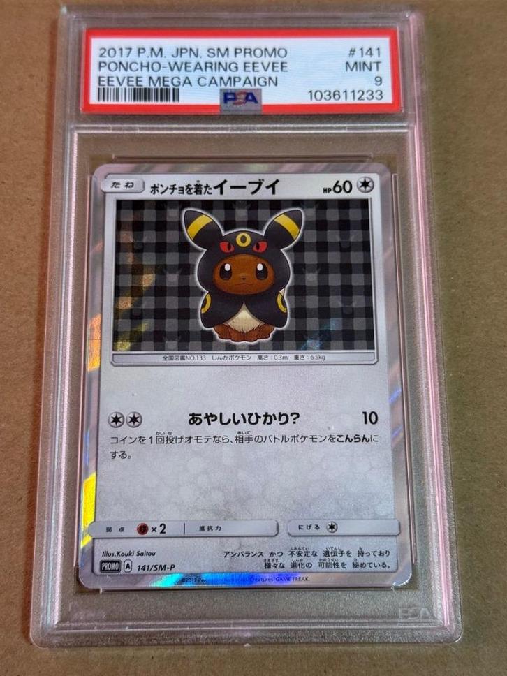 Pokemon Poncho Wearing Eevee Umbreon Psa 9, Hobby en Vrije tijd, Verzamelkaartspellen | Pokémon, Nieuw, Losse kaart, Foil, Ophalen of Verzenden