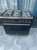Gasfornuis 90 cm Smeg zwart 6 pits, Witgoed en Apparatuur, Fornuizen, 60 cm of meer, Ophalen of Verzenden, Zo goed als nieuw, Gas