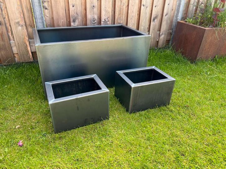 Bloempot bloembak corten staal maatwerk metaal industrieel, Tuin en Terras, Bloempotten, Nieuw, Metaal, Binnen, Balkon, Tuin, 40 cm of meer