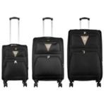 Monopol Softshell kofferset 3-delig Menorca zwarte trolley, 45 tot 55 cm, Nieuw, 70 cm of meer, Zacht kunststof