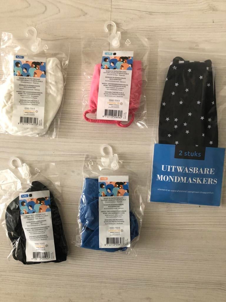 101 WASBARE MONDMASKERS IN VERSCHILLENDE MATEN EN KLEUREN, Ophalen of Verzenden, Zo goed als nieuw, Overige typen