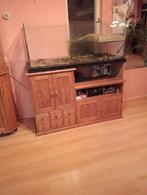 Aquarium 131x50x50 met plateau en grenen kast, Dieren en Toebehoren, Reptielen en Amfibieën | Toebehoren, Ophalen, Gebruikt, Terrarium of Paludarium