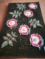 Grote vintage Jie Gantofta wandtegel Zweden floraal relief, Ophalen of Verzenden