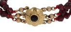 3-strengs granaten armband aan 14 karaats gouden slot, Goud, Met edelsteen, Armband, Ophalen of Verzenden