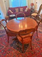 Prachtige kersenhouten eettafel + 4 Biedermeier stoelen, Ophalen, Klassiek, Rond, Zo goed als nieuw