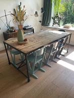 Industriële eettafel op wielen – 200 x 100 cm, Ophalen, Gebruikt, 50 tot 100 cm, Vijf personen of meer