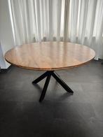 Ronde Mangohouten eettafel, Ophalen, 100 tot 150 cm, Rond, Zo goed als nieuw