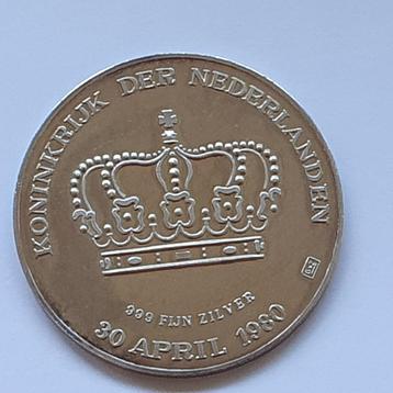 Zilveren Kroningspenning Beatrix 1980 beschikbaar voor biedingen