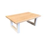 Eiken boomstam tafel salontafel 120x80 U poten, 100 tot 150 cm, Eikenhout, Nieuw, 50 tot 100 cm