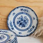 Blue Rose Fine China gebaksbordje blauw wit | per stuk *5=4*, Antiek en Kunst, Antiek | Servies los, Ophalen of Verzenden