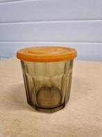 glas pot bruin glas met deksel france, Ophalen of Verzenden