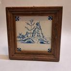 Delfts blauw tegeltje in houten lijst, Antiek en Kunst, Antiek | Wandborden en Tegels, Ophalen of Verzenden