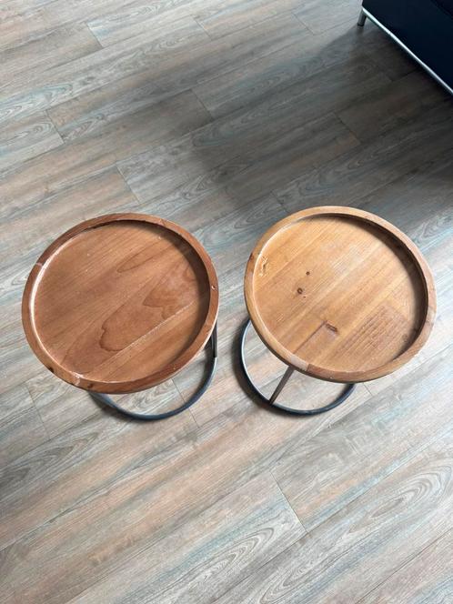 Bijzettafels, Huis en Inrichting, Tafels | Bijzettafels, Zo goed als nieuw, Rond, 45 tot 60 cm, Minder dan 55 cm, Hout, Ophalen of Verzenden