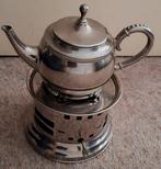 Verzilverde Theepot met Theelicht en Dienblad, Antiek en Kunst, Ophalen of Verzenden