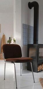 Vintage _Brown Rib_Buisframe Design Stoel,, Huis en Inrichting, Stoelen, Ophalen, Bruin, Mid-Century, Metaal