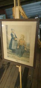 Leuke ouderwetse plaat met glas en leuk lijstje., Ophalen of Verzenden, Minder dan 50 cm, Schilderij, 50 tot 75 cm