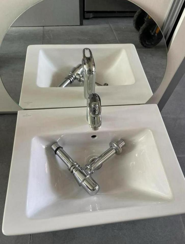 Wastafel Villeroy & Boch Subway 2.0 afmeting 60x47 cm, Doe-het-zelf en Verbouw, Sanitair, Zo goed als nieuw, Wastafel, Chroom