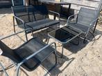 Tuin loungeset met 2 stoelen, bank en glazen tafel, Ophalen, Gebruikt, Bank