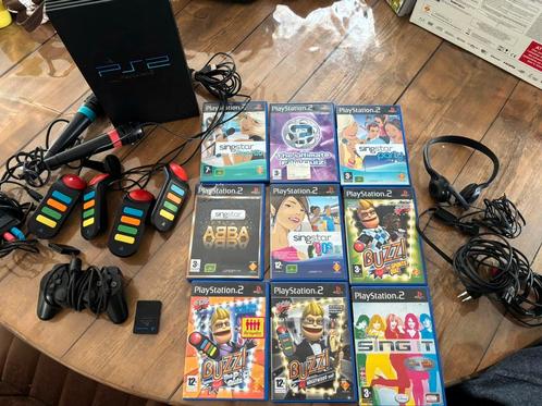 Zeer complete playstation 2 met veel spellen en controllers, Spelcomputers en Games, Spelcomputers | Sony PlayStation 2, Zo goed als nieuw