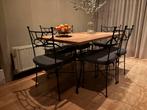 6 eettafelstoelen / eettafel stoelen smeedijzer met kussen, Huis en Inrichting, Stoelen, Ophalen, Gebruikt, Zwart, Metaal