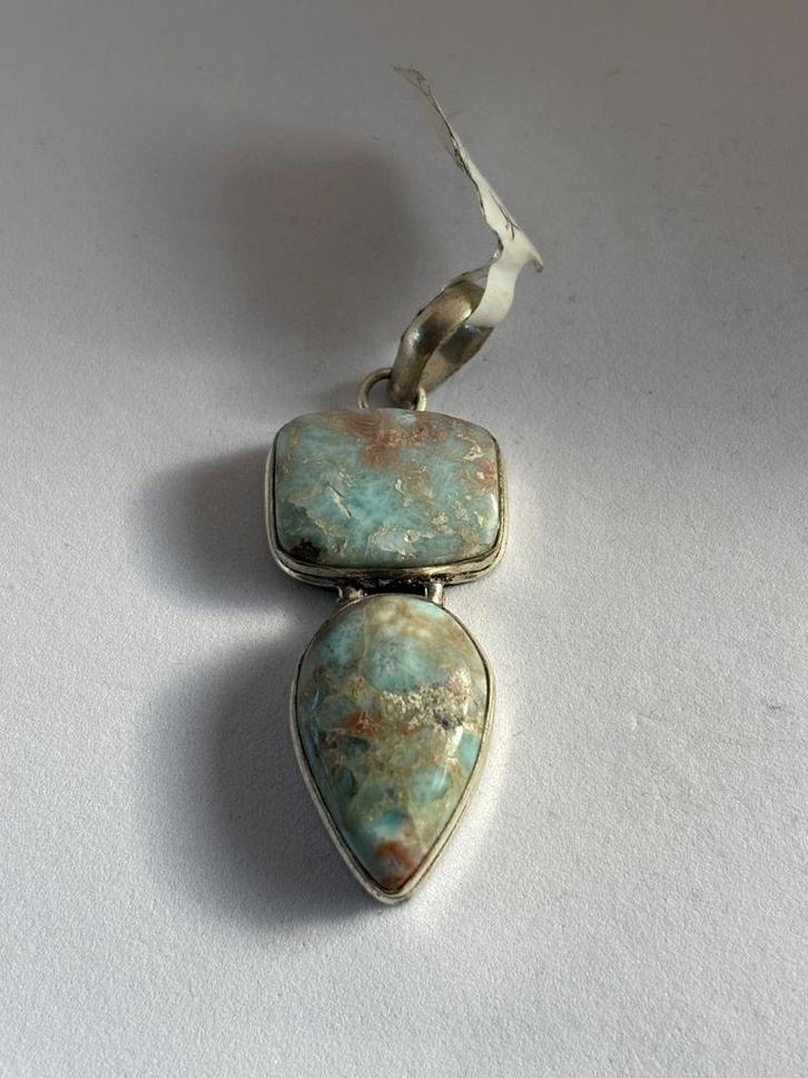 Larimar Edelsteen Hanger - Handgemaakt, Sieraden, Tassen en Uiterlijk, Kettinghangers, Nieuw, Steen of Mineraal, Blauw, Overige voorstellingen