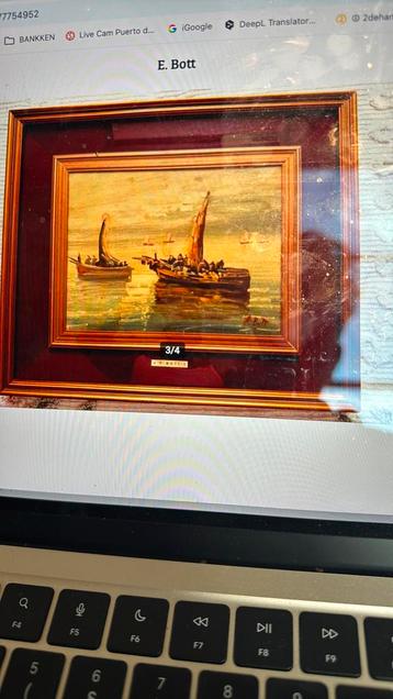 Schilderij E. Bott - Boten op Zee beschikbaar voor biedingen
