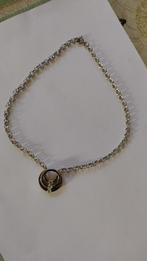 ketting zilverkleur met vaste hanger  3 stras steentjes, Overige materialen, Verzenden, Zo goed als nieuw, Zilver