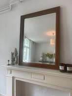 Vintage houten spiegel met facet geslepen glas, Ophalen, Gebruikt, 100 tot 150 cm, 75 tot 100 cm