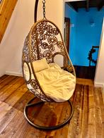 Rotan Hangstoel Ei Schommelstoel, Huis en Inrichting, Stoelen, Ophalen, Bruin, Zo goed als nieuw, Flower power