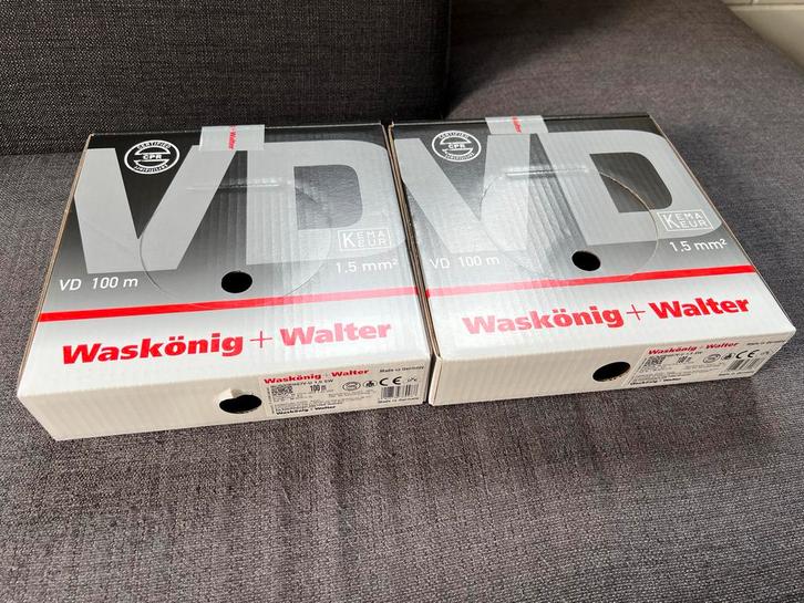 2x Waskönig+Walter VD draad 1.5mm² zwart - 100m rol, Doe-het-zelf en Verbouw, Elektra en Kabels, Nieuw, Kabel of Snoer, Ophalen
