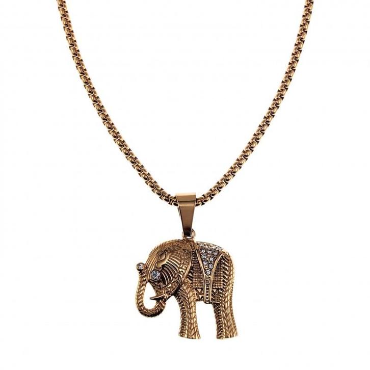60cm x 3mm Jasseron ketting +Olifant Hanger Unisex Goudkleur, Sieraden, Tassen en Uiterlijk, Kettingen, Nieuw, Overige materialen