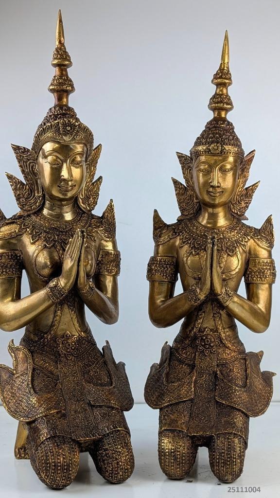 Set grote 44 cm beelden Thaise tempelwachters n., Antiek en Kunst, Antiek | Koper en Brons, Brons, Ophalen