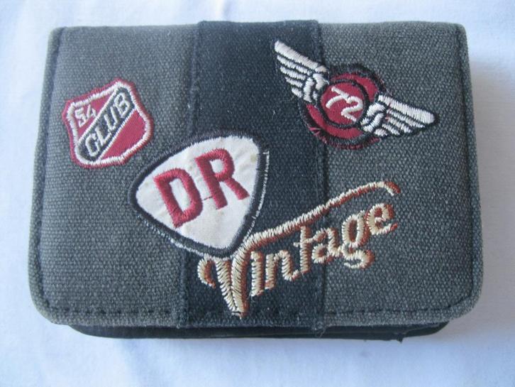 1 Vintage canvas portemonnee grijs-zwart, Sieraden, Tassen en Uiterlijk, Portemonnees, Zo goed als nieuw, Ophalen of Verzenden