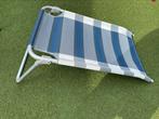 Vrijbuiter outdoor voetenbank ligbed blauw wit t.e.a.b., Caravans en Kamperen, Ophalen, Zo goed als nieuw, Campingstoel