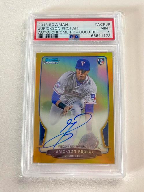Bowman MLB Jurickson Profar RC gold /50 on card auto PSA 9, Hobby en Vrije tijd, Stickers en Plaatjes, Nieuw, Plaatje, Ophalen of Verzenden