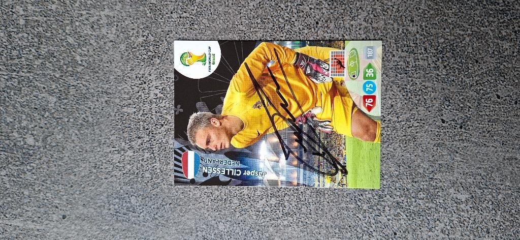 Panini trading card + handtekening Jasper Cillessen Ajax NEC, Ophalen of Verzenden, Nieuw, Ajax, Spelerskaart