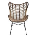 Fauteuil Jasmine rotan/metaal bruin vlinderstoel riet stoel, Ophalen, Minder dan 75 cm, Zo goed als nieuw, 50 tot 75 cm