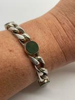Z338 Prachtige massief zilveren gourmet armband met jade, Sieraden, Tassen en Uiterlijk, Antieke sieraden, Ophalen of Verzenden